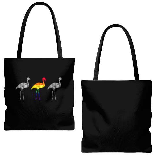 Flamingo LGBTQ Gay Pride Rainbow Flag Different Tote Bags (AOP)