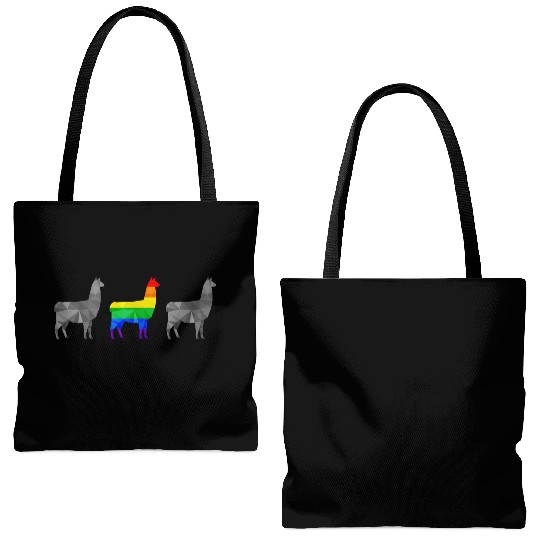 Llama Alpaca LGBTQ Gay Pride Rainbow Flag Tote Bags (AOP)