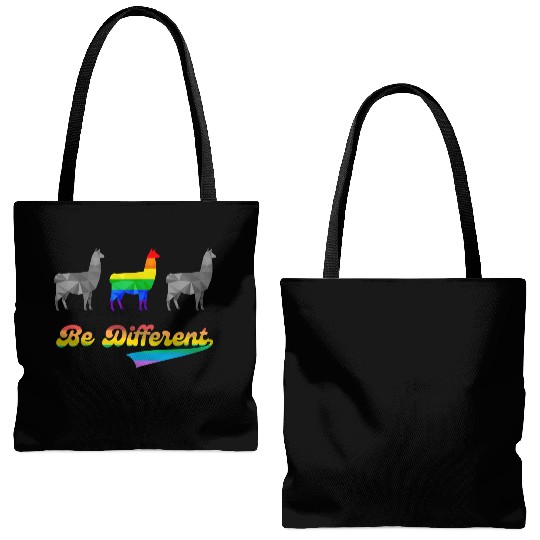 Llama Alpaca LGBTQ Gay Pride Rainbow Flag Differen Tote Bags (AOP)