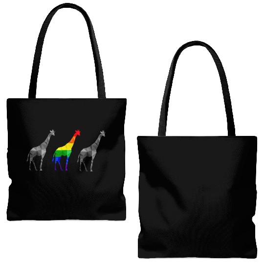 Giraffe LGBTQ Gay Pride Rainbow Flag Tote Bags (AOP)