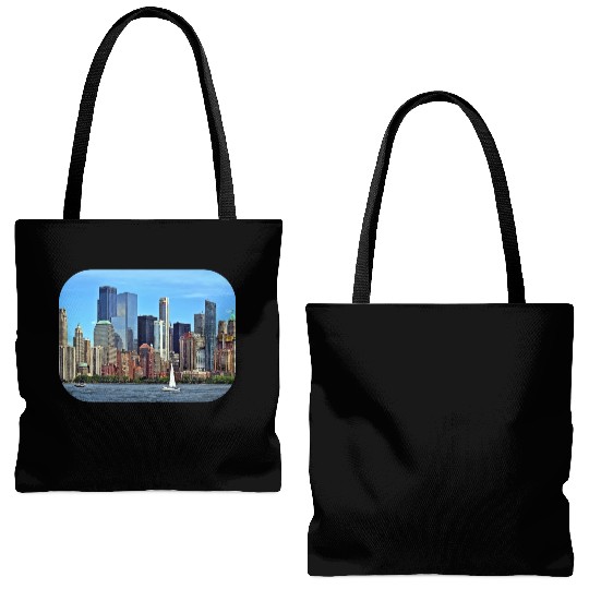 Manhattan NY – Sailboat By Manhattan Skyline Tote Bags (AOP)