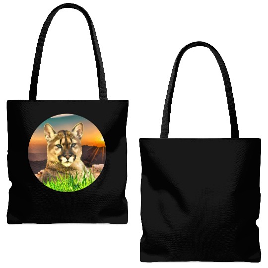 The Coguar wild cat in freedom Tote Bags (AOP)