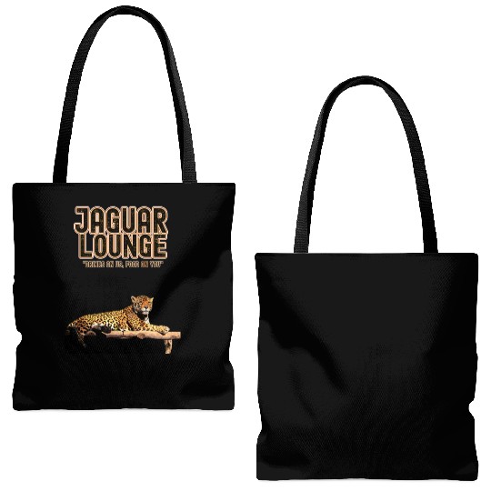JAGUAR LOUNGE "Drinks On Us, Food On You" FUNNY Tote Bags (AOP)