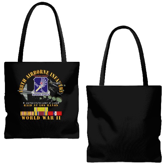 Army 188th Airborne Infantry Raid at Los Baños W J Tote Bags (AOP)