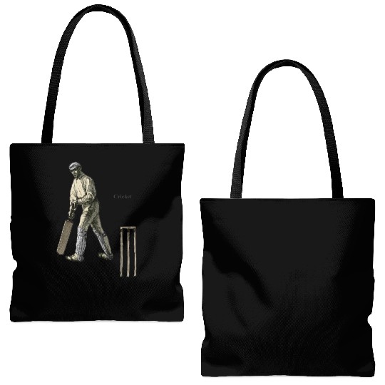 Vintage Cricket Player with a Bat and Wicket URM Tote Bags (AOP)