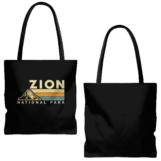 Retro Zion National Park US Vintage Utah Adventure Tote Bags (AOP)