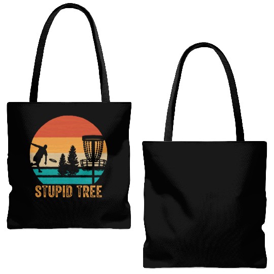 Stupid Tree Disc Golf Vintage Ultimate Frisbee Tote Bags (AOP)