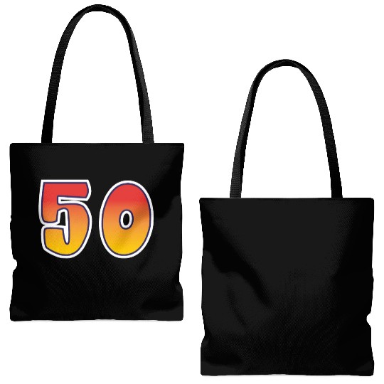 Number 50 Red - Orange Design Tote Bags (AOP)