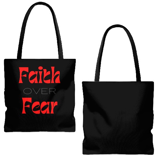 Faith over Fear Typography Tote Bags (AOP)