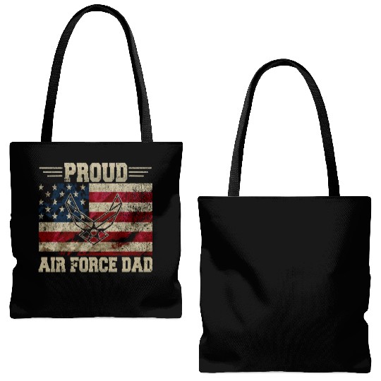 Proud Air Force Dad Veteran Us Flag Tote Bags (AOP)