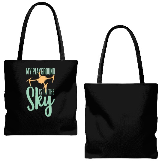 My Playground Is My Sky Drone Pilot Quadcopter Tote Bags (AOP)