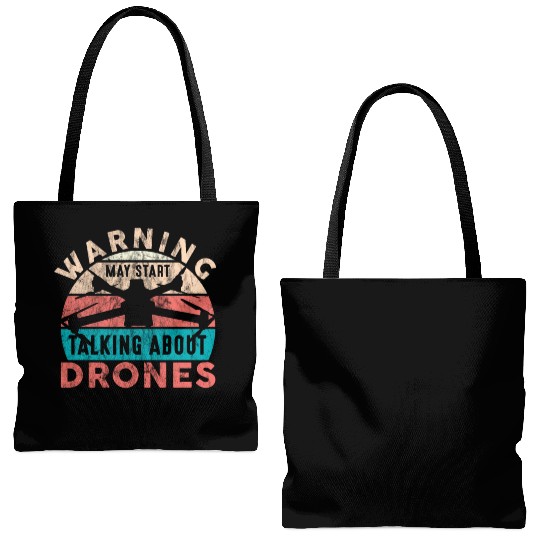 Drone Pilot Warning Talking About Drones Quadcopte Tote Bags (AOP)