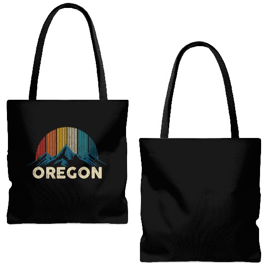 Oregon Vintage Mountains Nature Hiking Gift Tote Bags (AOP)
