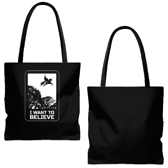 Unicorn "I Want To Believe" UAP Outfit Alien Ufo Tote Bags (AOP)