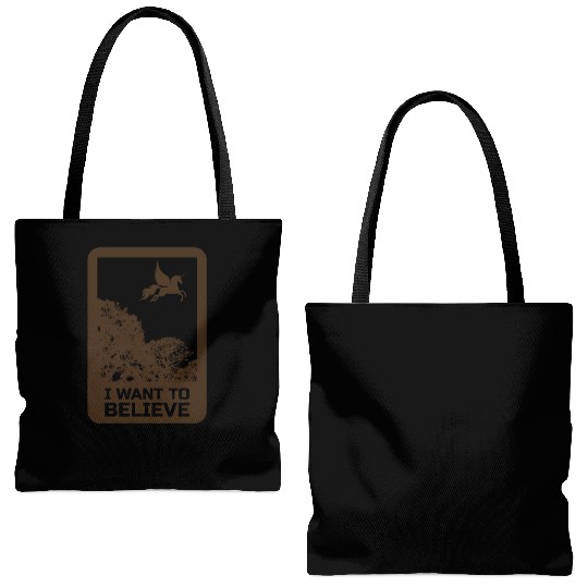 Unicorn "I Want To Believe" UAP Outfit Alien Ufo Tote Bags (AOP)