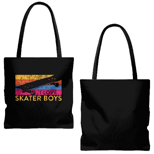 I Love Skater Boys Funny Skateboard Skateboarder Tote Bags (AOP)