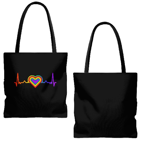 Rainbow Heart LGBTQ Lesbian Gay Pride Tote Bags (AOP)
