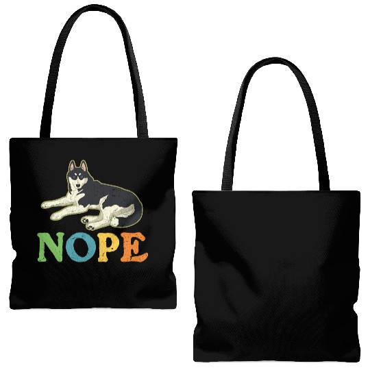Nope Lazy Siberian Husky Dog Lover Tote Bags (AOP)