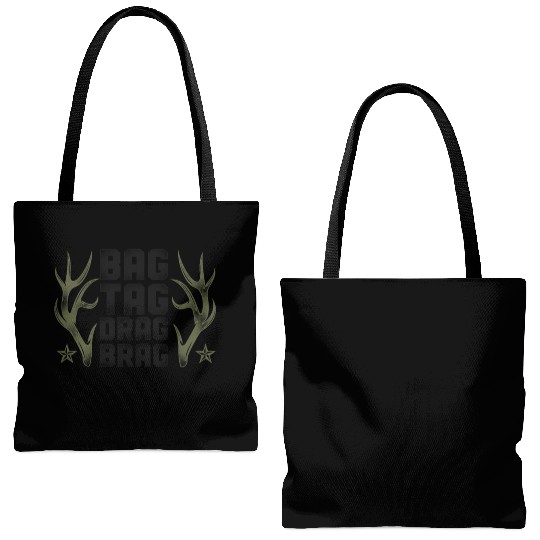 Buck Deer Hunting Hunter Vintage Tote Bags (AOP)