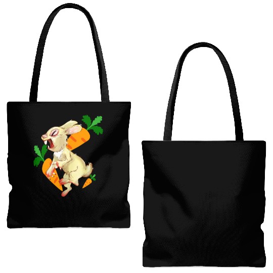 Crazy rabbit running for carrot Tote Bags (AOP)
