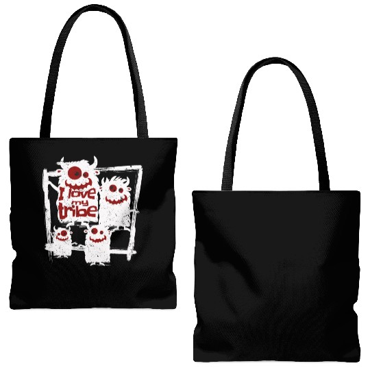 I Love My Tribe Funny Monster Family Reunion Tote Bags (AOP)