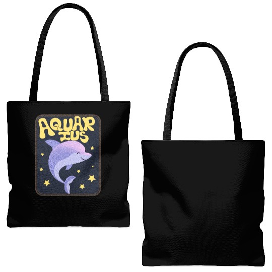 Aquarius Sign Animal Tote Bags (AOP)