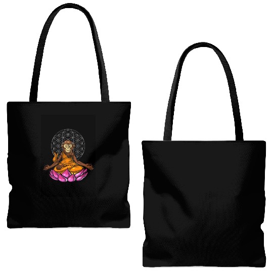 Monkey Buddha Meditation Tote Bags (AOP)