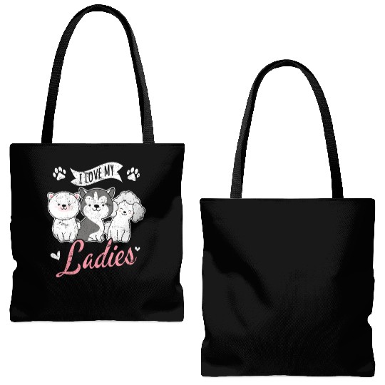 I Love My Ladies Funny Dog Owners Dog Lovers Puppy Tote Bags (AOP)