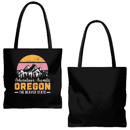 Adventure Awaits Oregon The Beaver State USA Tote Bags (AOP)