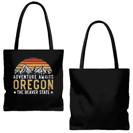 Adventure Awaits Oregon The Beaver State USA Tote Bags (AOP)