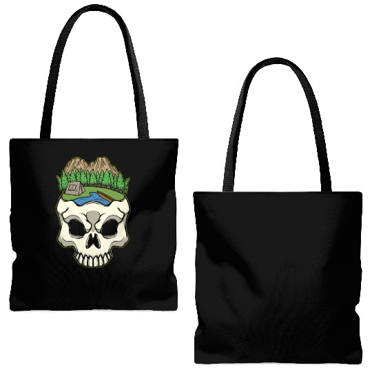 Skeleton Head Camp Campsite Camper Camping Tote Bags (AOP)