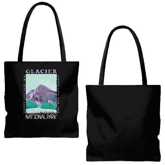Glacier National Park Hidden Lake Distressed Tote Bags (AOP)
