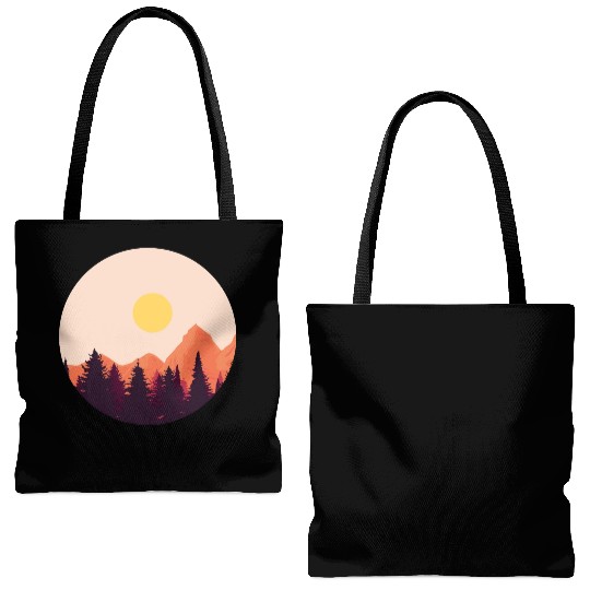 sunset horizon mountains Tote Bags (AOP)