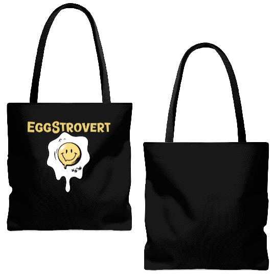 Eggstrovert Happy Extrovert Fried Egg Tote Bags (AOP)