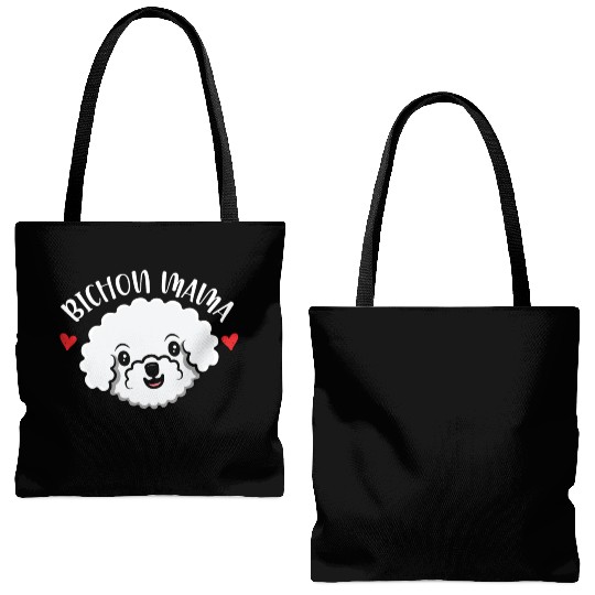 Bichon Mama Curly Hair Pup Puppy Bichon Frise Tote Bags (AOP)