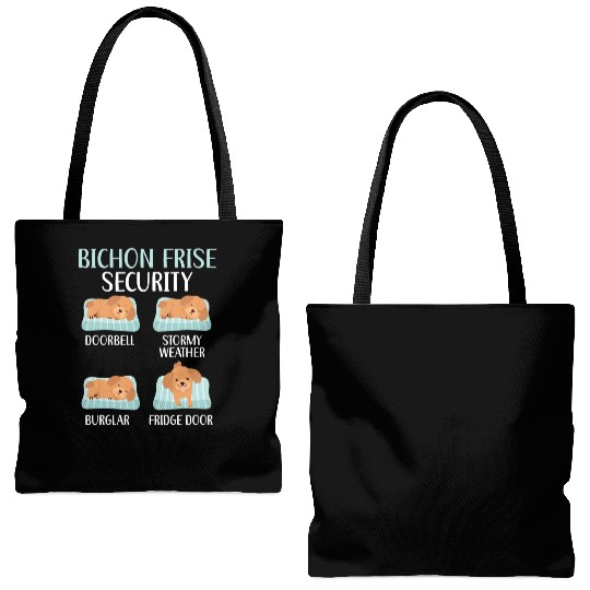 Bichon Frise Security Curly Hair Pup Puppy Lover Tote Bags (AOP)