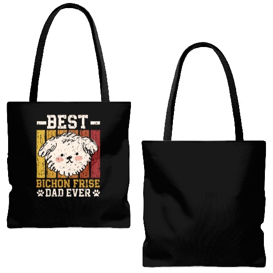 Best Bichon Frise Dad Ever Curly Hair Pup Puppy Tote Bags (AOP)
