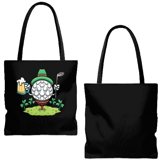 Golf Player Shamrock Golf St Patricks Day Golf Tote Bags (AOP)