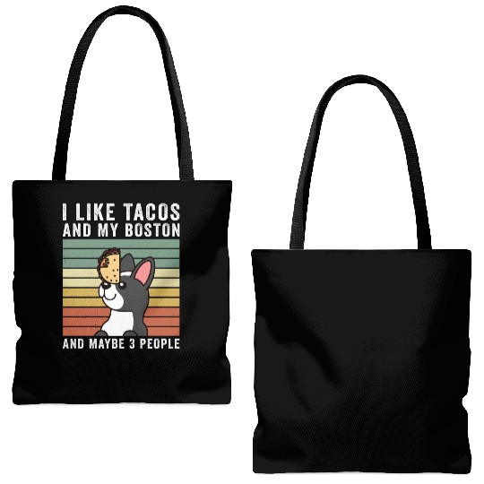 I Like Tacos And My Boston Terrier Tote Bags (AOP)