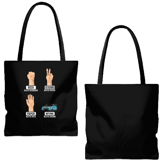 Rock Paper Scissors Nothing Beats Racing Funny Rac Tote Bags (AOP)