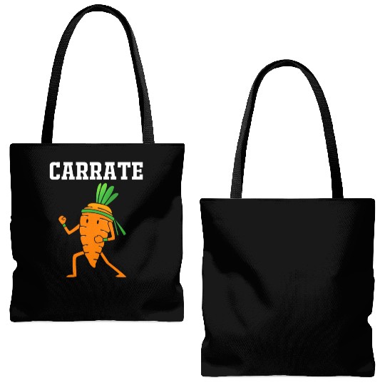 Carrate Funny Vegan Carrot Doing Karate Tote Bags (AOP)