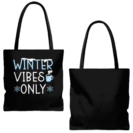 Winter Vibes Only Snow Snowy Winter Season Coffee Tote Bags (AOP)