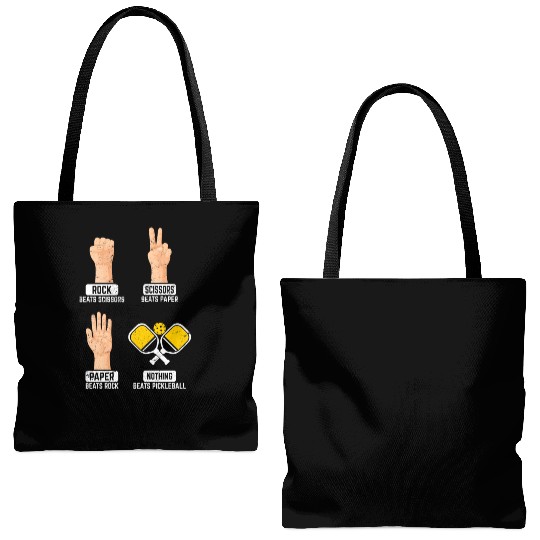 Rock Paper Scissors Nothing Beats Pickleball Playe Tote Bags (AOP)