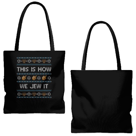 Ugly Hanukkah This Is How We Jew It Tote Bags (AOP)