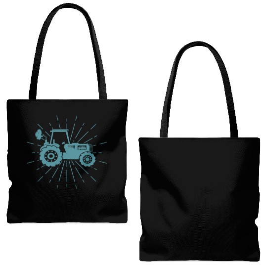 Farmer Tractor Tractor Design Tote Bags (AOP)
