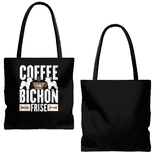 Coffee And Bichon Frise Dog Lover Puppy Paw Love Tote Bags (AOP)