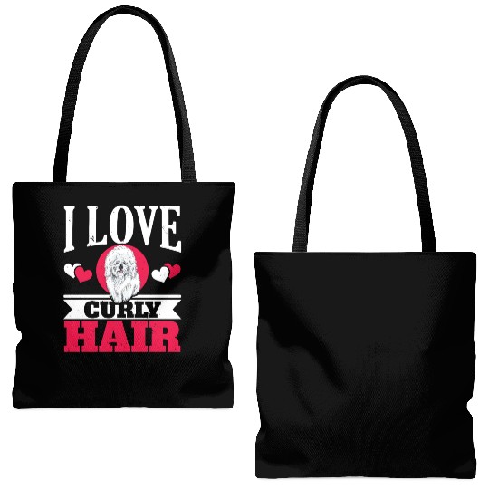 I Love Curly Hair Bichon Frise Dog Lover Puppy Paw Tote Bags (AOP)