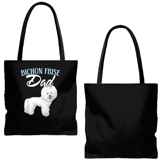 Bichon Frise Dad Dog Lover Dog Breeder Puppy Paw Tote Bags (AOP)