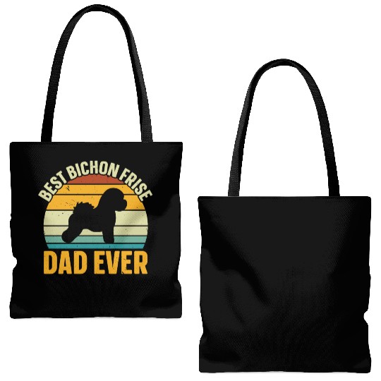 Best Bichon Frise Dad Ever Dog Lover Puppy Paw Tote Bags (AOP)