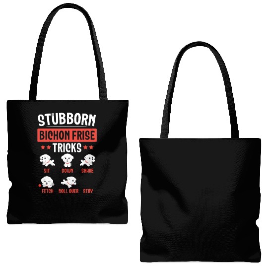Stubborn Bichon Frise Tricks Dog Lover Puppy Paw Tote Bags (AOP)